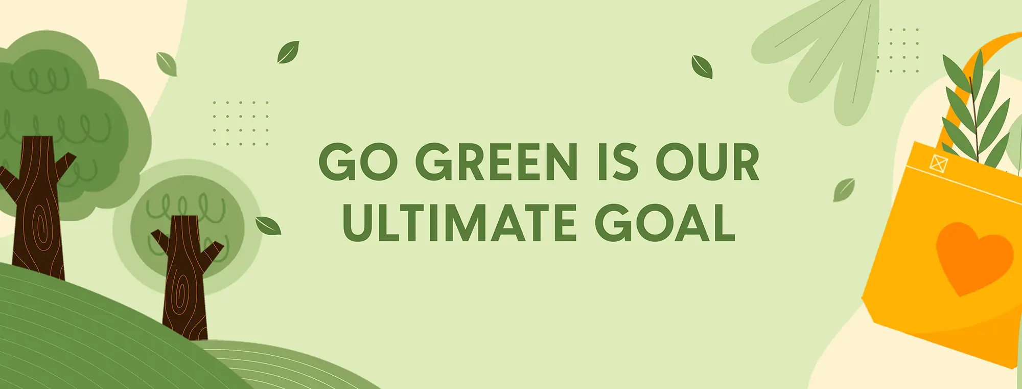 A poster of ecomart with a tagline Go Green is Our Ultimate Goal